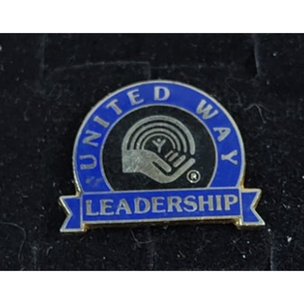 United Way Leadership Pin Gold Tone Blue for a Hat, Lapel, Jacket or Backpack